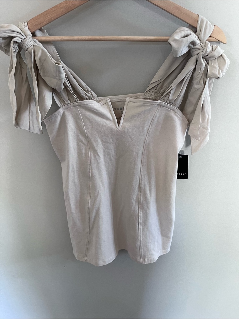 Torrid Foxy Woven Tie Straps‎ Corset Tank Rainy Day Beige 00 43920473